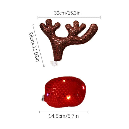 LED Car Antler Decoration Kit – Reindeer Christmas Vehicle Costume