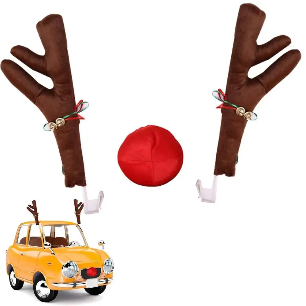 Rudolph Reindeer Car Decoration Set – Antlers & Red Nose