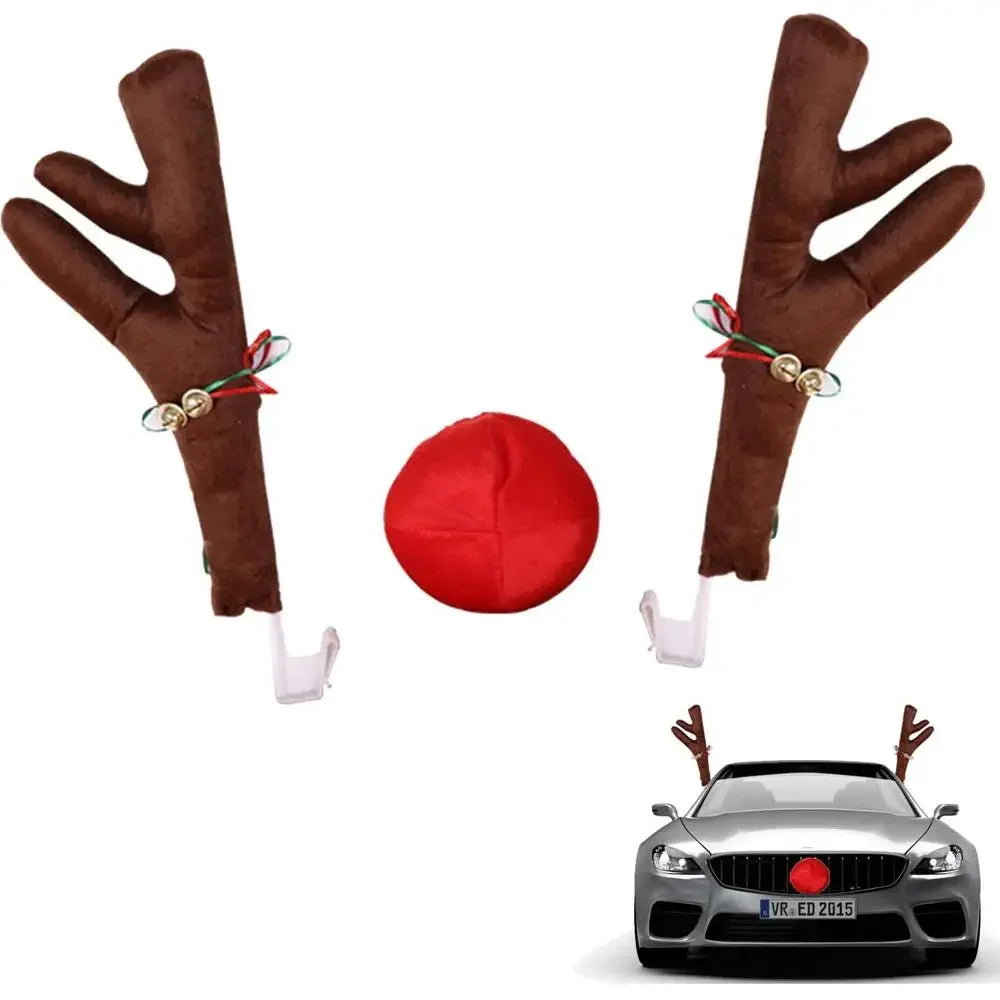 Rudolph Reindeer Car Decoration Set – Antlers & Red Nose