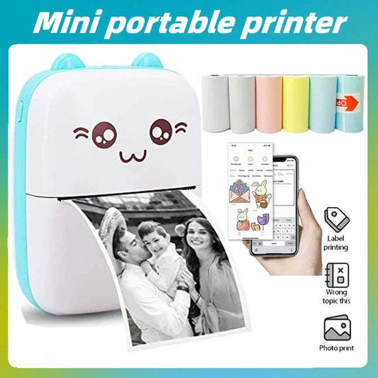 Mini Cat Portable Bluetooth Printer – 58mm Thermal Photo & Label Printer