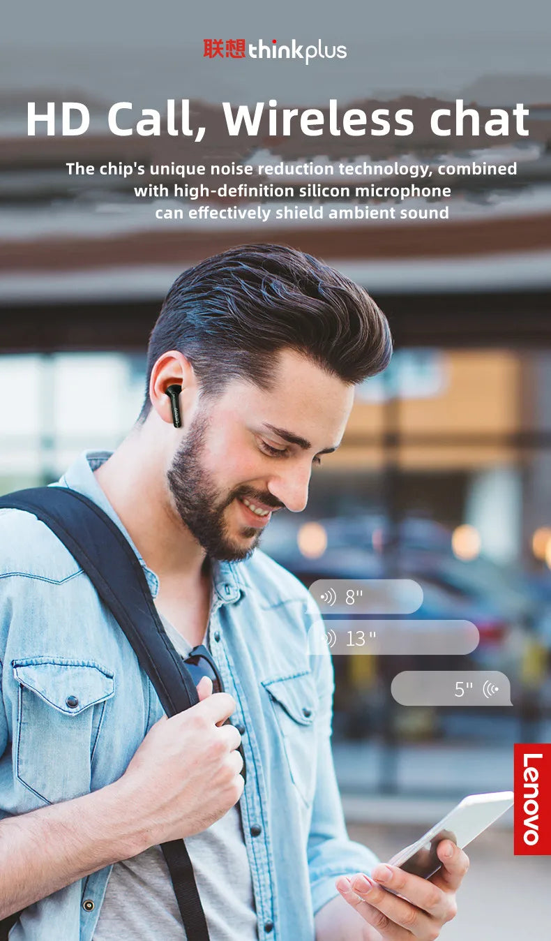 Lenovo XT93 Bluetooth 5.2 Earbuds – HiFi Bass, Dual Mic, Long Battery Life