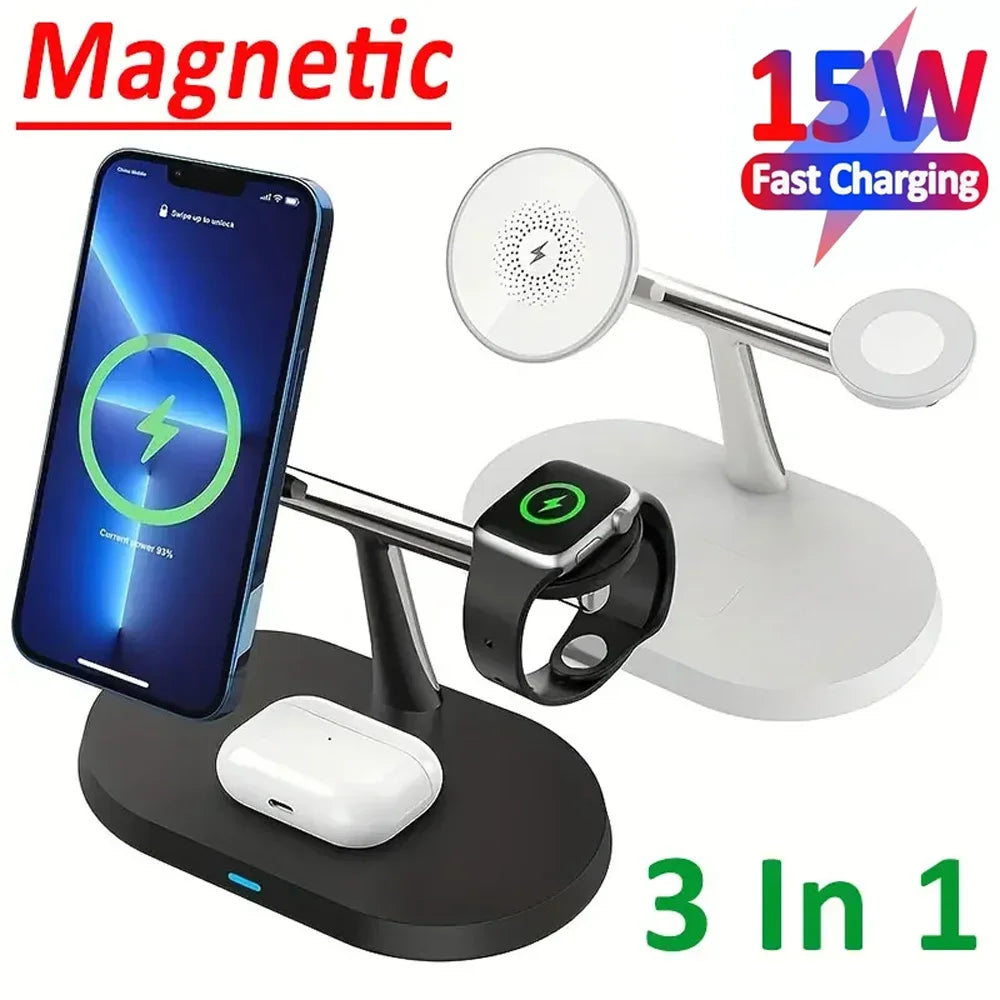 Power Up in Style – 3-in-1 Wireless Charger for Phones, Watch & Earbuds!