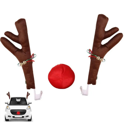 Rudolph Reindeer Car Decoration Set – Antlers & Red Nose