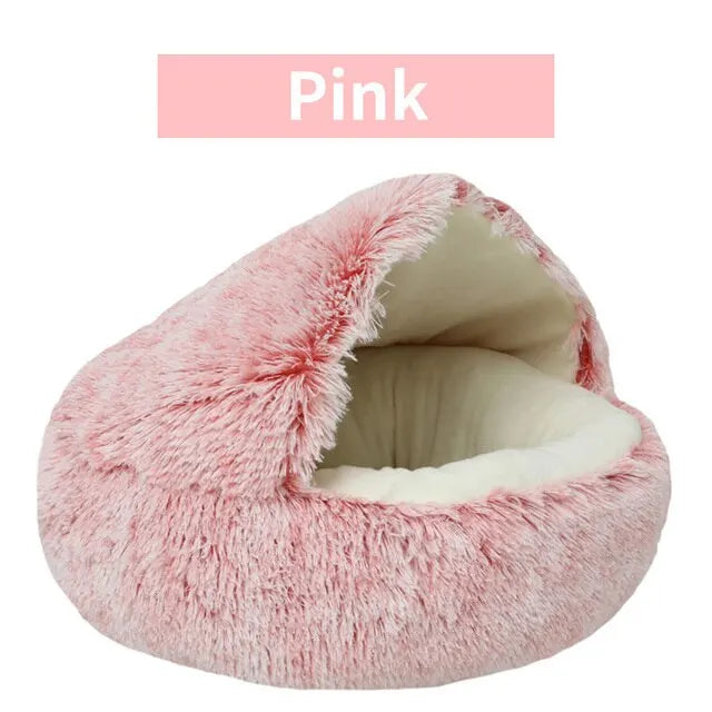 Soft Plush 2-in-1 Pet Bed – Round Cat & Dog Sleeping Nest