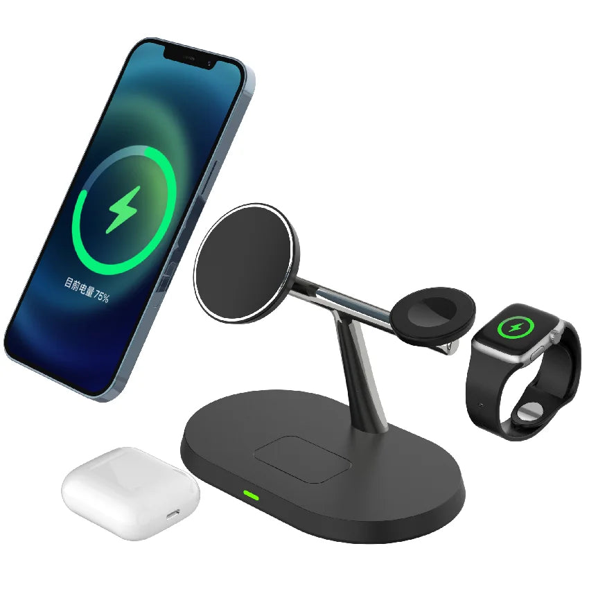 Power Up in Style – 3-in-1 Wireless Charger for Phones, Watch & Earbuds!