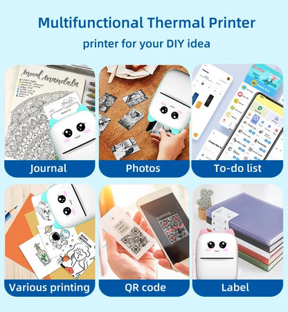 Mini Cat Portable Bluetooth Printer – 58mm Thermal Photo & Label Printer