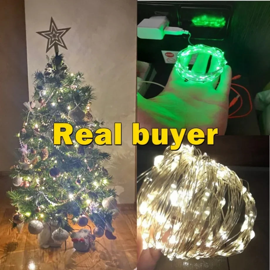 Christmas USB LED Copper Wire Lights – 10M/20M Waterproof Garland