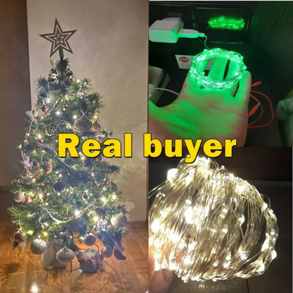 Christmas USB LED Copper Wire Lights – 10M/20M Waterproof Garland