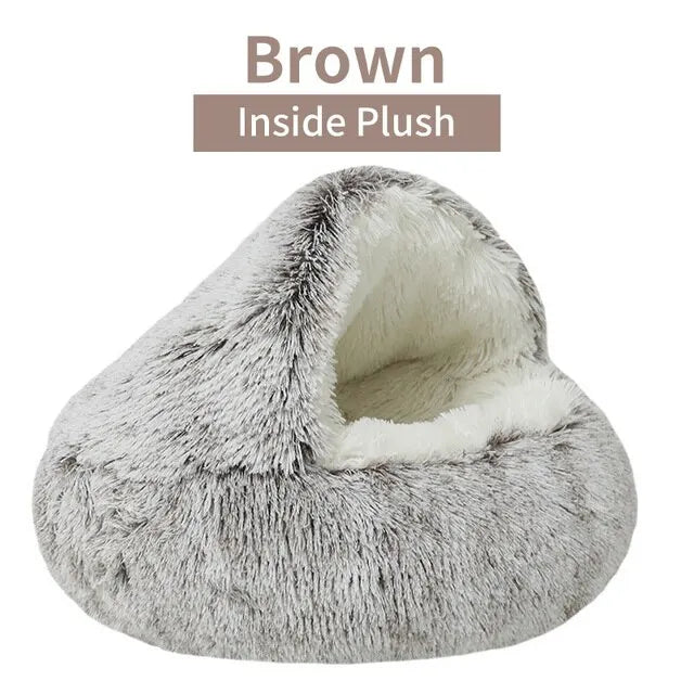 Soft Plush 2-in-1 Pet Bed – Round Cat & Dog Sleeping Nest