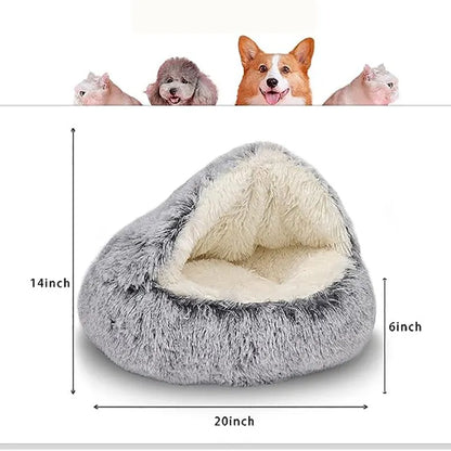 Soft Plush 2-in-1 Pet Bed – Round Cat & Dog Sleeping Nest