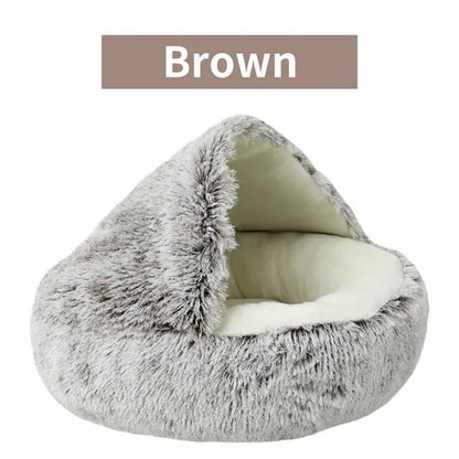 Soft Plush 2-in-1 Pet Bed – Round Cat & Dog Sleeping Nest