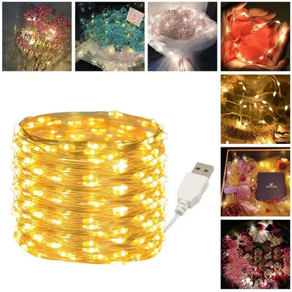 Christmas USB LED Copper Wire Lights – 10M/20M Waterproof Garland