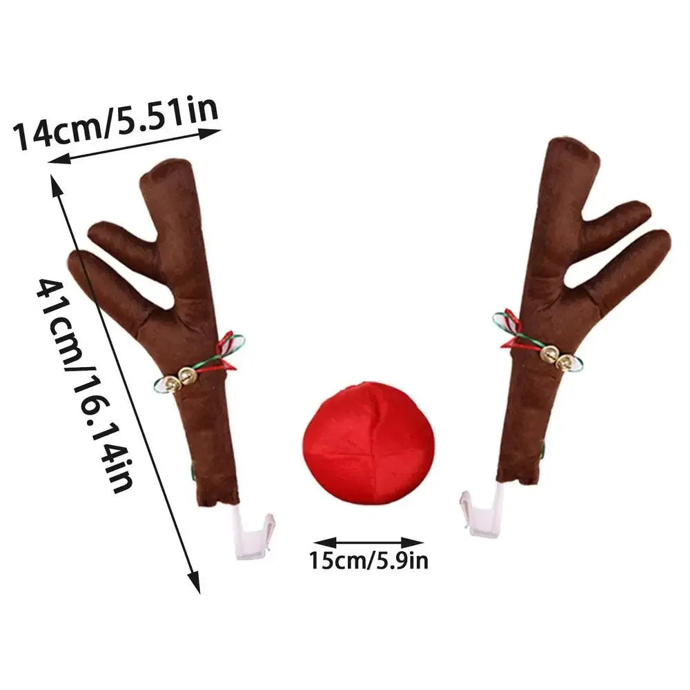 Rudolph Reindeer Car Decoration Set – Antlers & Red Nose