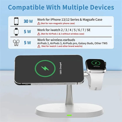 Power Up in Style – 3-in-1 Wireless Charger for Phones, Watch & Earbuds!