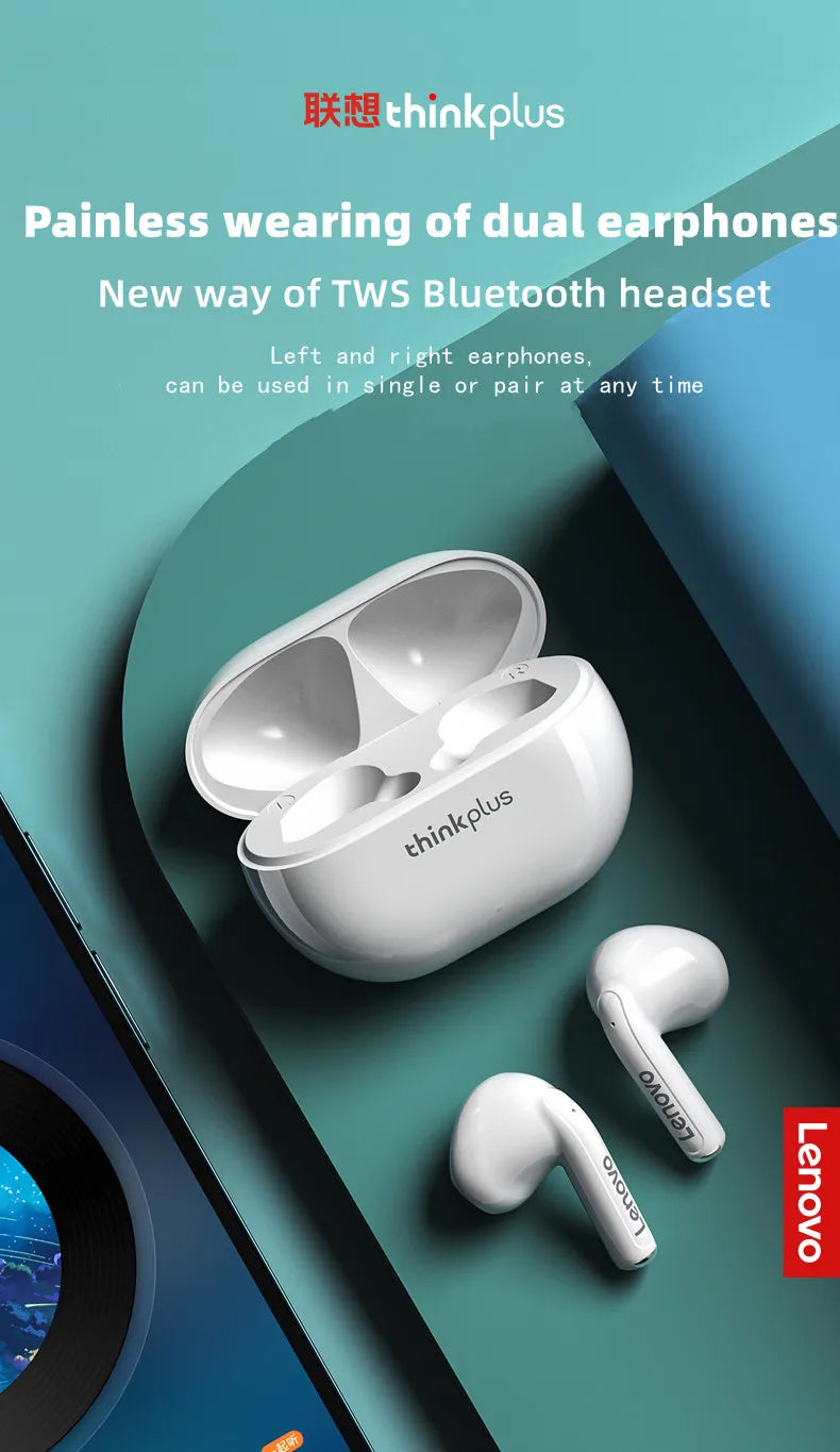 Lenovo XT93 Bluetooth 5.2 Earbuds – HiFi Bass, Dual Mic, Long Battery Life