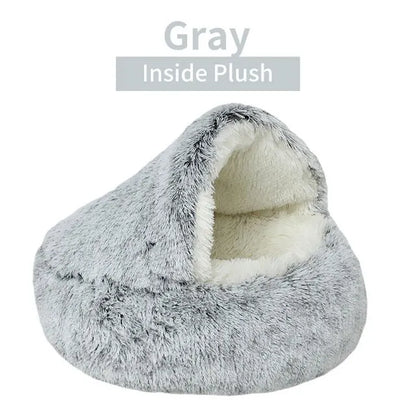 Soft Plush 2-in-1 Pet Bed – Round Cat & Dog Sleeping Nest