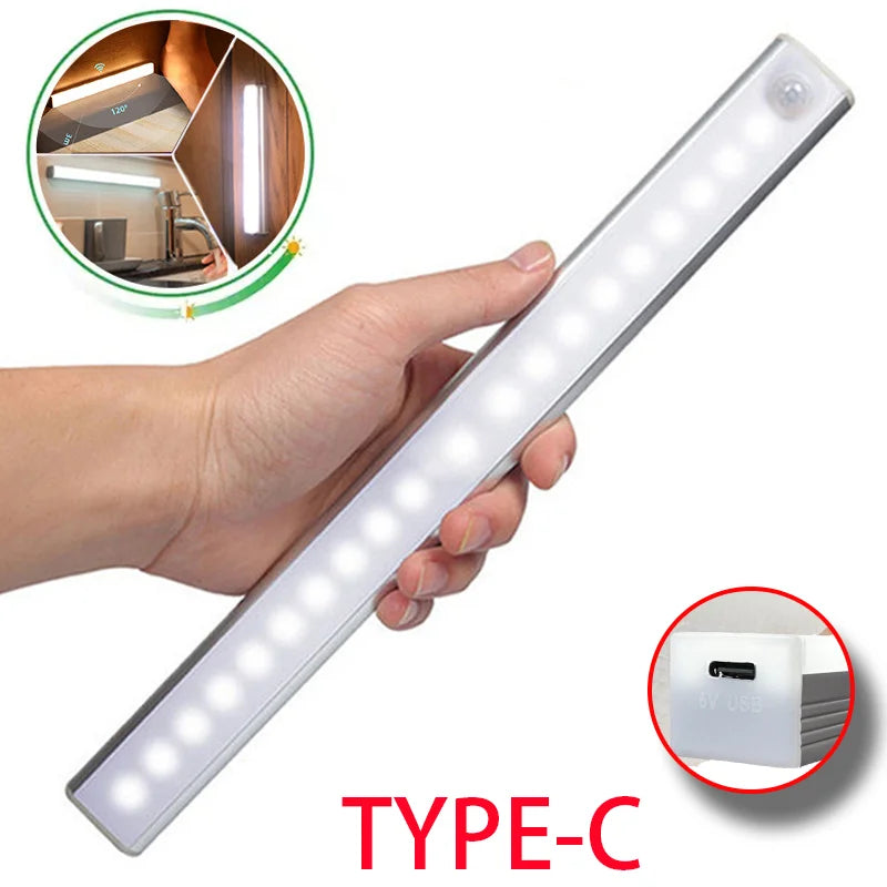 LED Motion Sensor Light - Wireless Rechargeable Type C