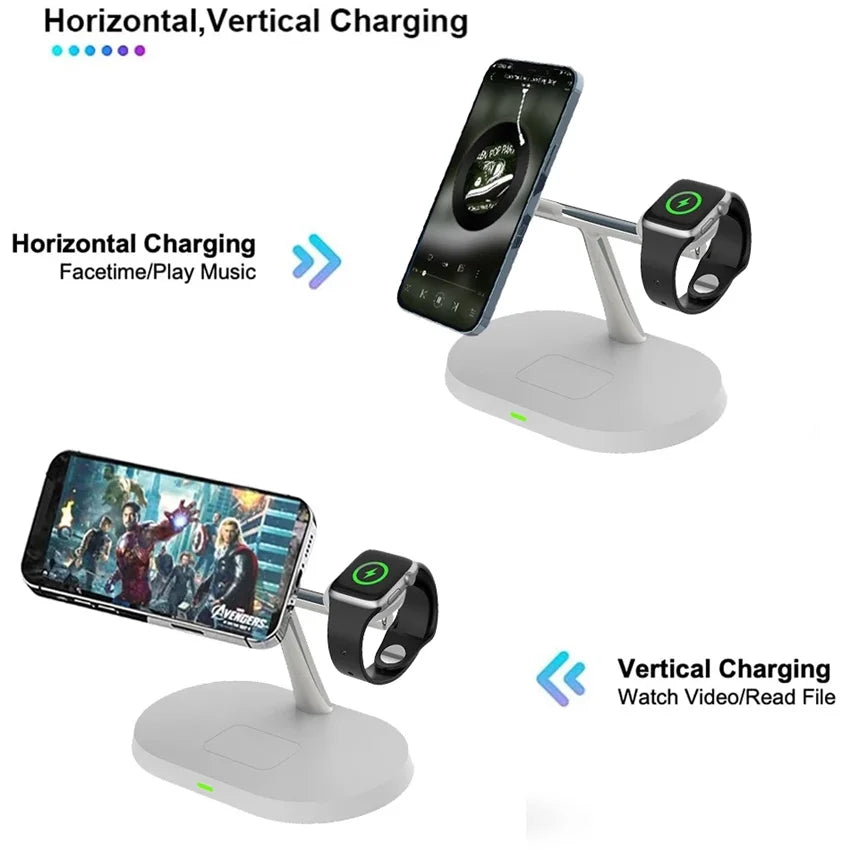 Power Up in Style – 3-in-1 Wireless Charger for Phones, Watch & Earbuds!