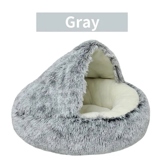 Soft Plush 2-in-1 Pet Bed – Round Cat & Dog Sleeping Nest