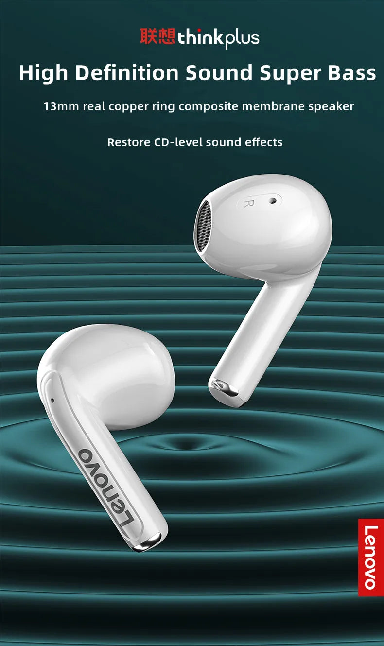 Lenovo XT93 Bluetooth 5.2 Earbuds – HiFi Bass, Dual Mic, Long Battery Life