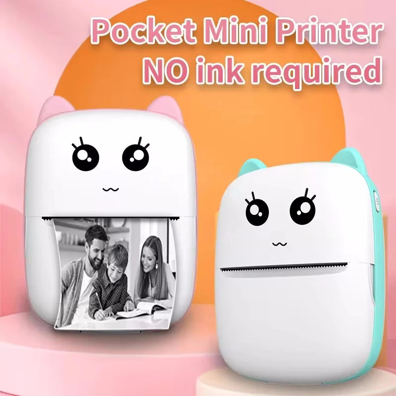 Mini Cat Portable Bluetooth Printer – 58mm Thermal Photo & Label Printer