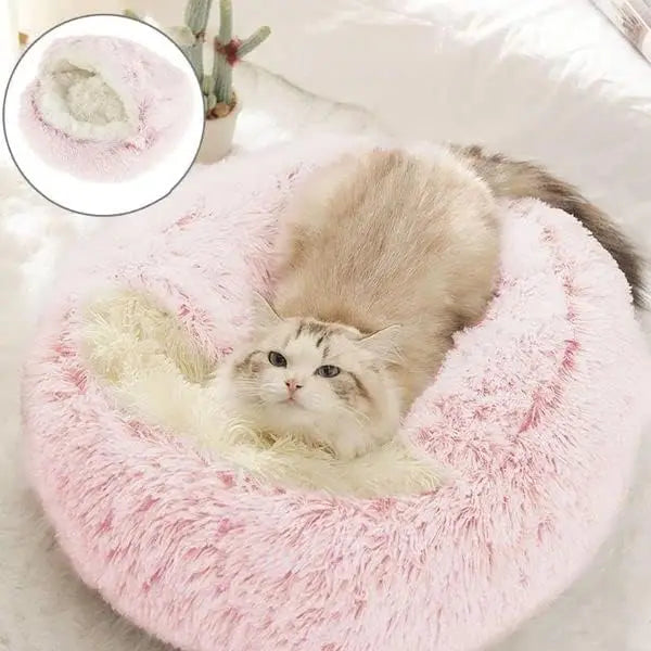 Soft Plush 2-in-1 Pet Bed – Round Cat & Dog Sleeping Nest