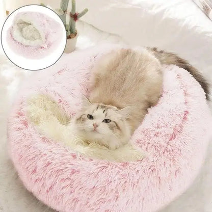 Soft Plush 2-in-1 Pet Bed – Round Cat & Dog Sleeping Nest